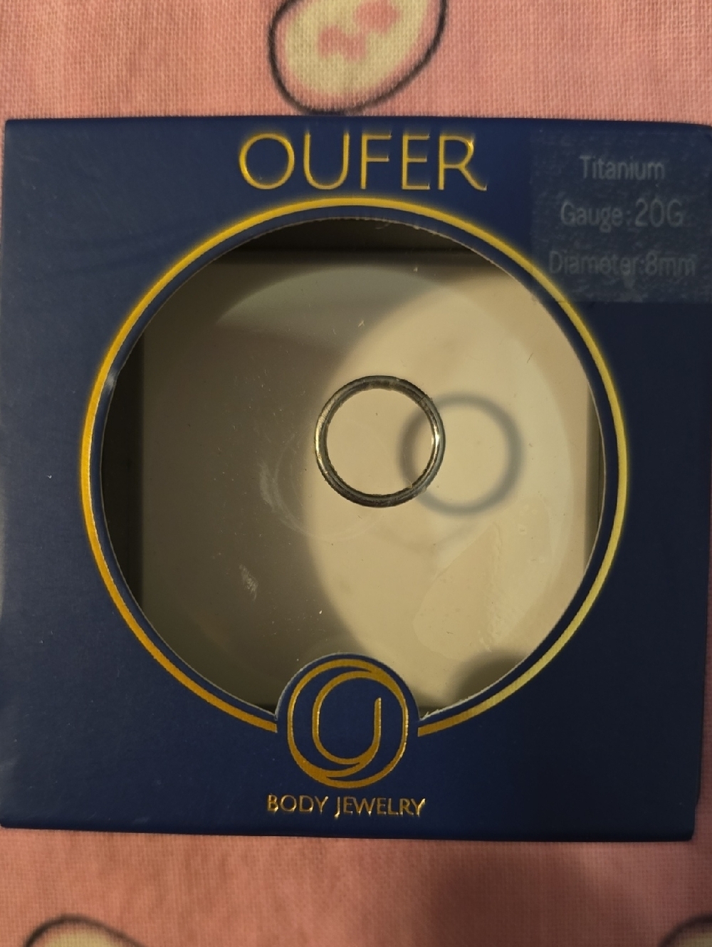 Titanium body jewelry, OUFER pincher septum ring, 20G 8mm Silver